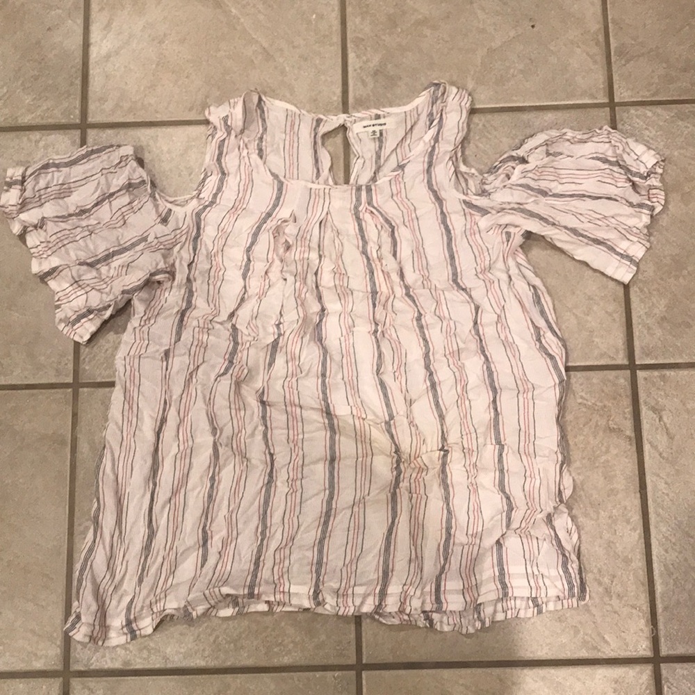 Max Studio Striped off the shoulder shirt